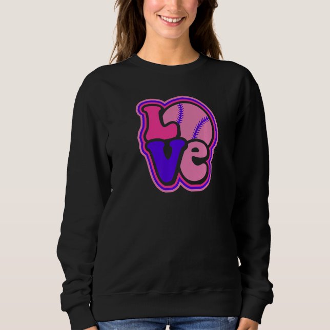 Sudadera Softball Love for Teen Girls & Women Purple & Pink (Anverso)
