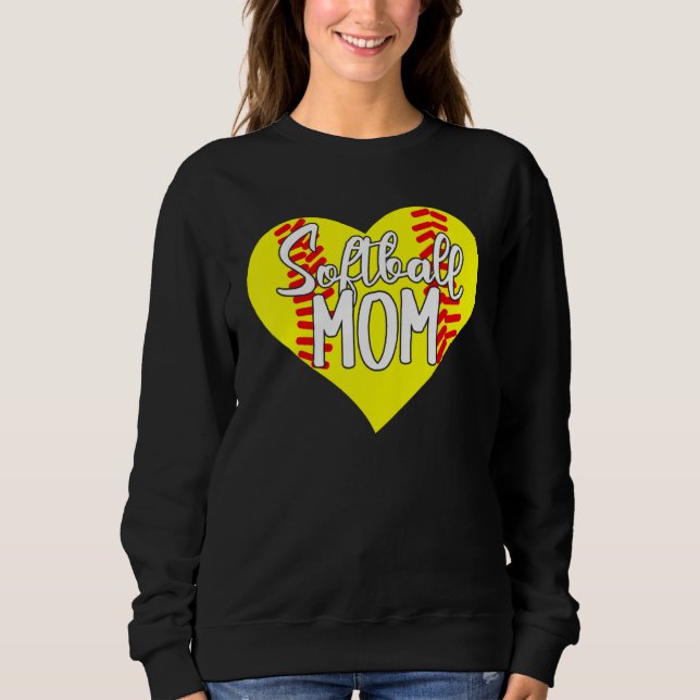 Sudadera Softball Mom Heart Mother's Day (Anverso)