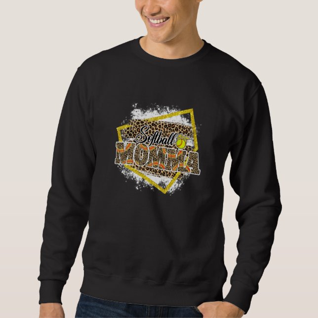 Sudadera Softball Momma Leopard Bleached Family Matching (Anverso)