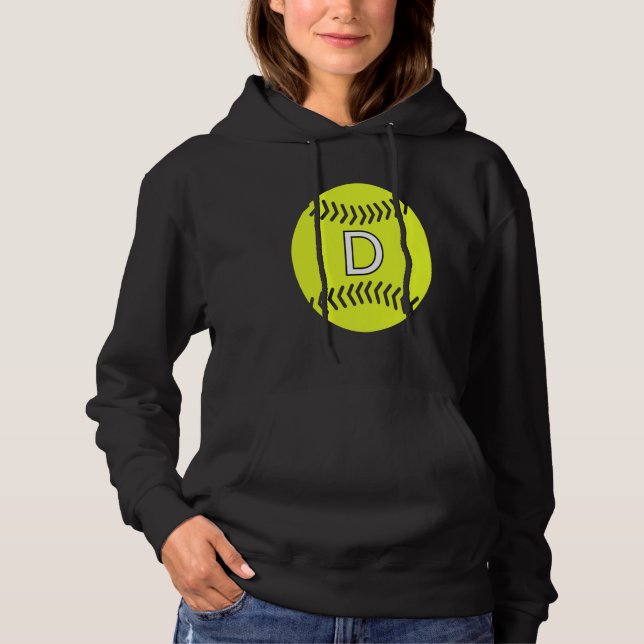 Sudadera Softball Player Favorite Letter Initial D (Anverso)