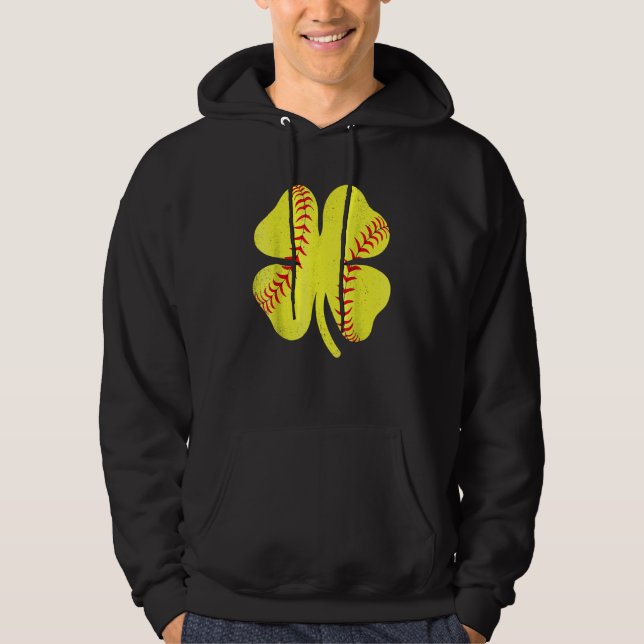 Sudadera Softball Shamrock Lucky Clover Irish St Patrick's  (Anverso)