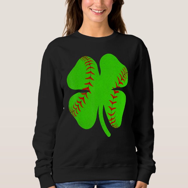 Sudadera Softball Shamrock Lucky Clover Irish St Patrick's  (Anverso)