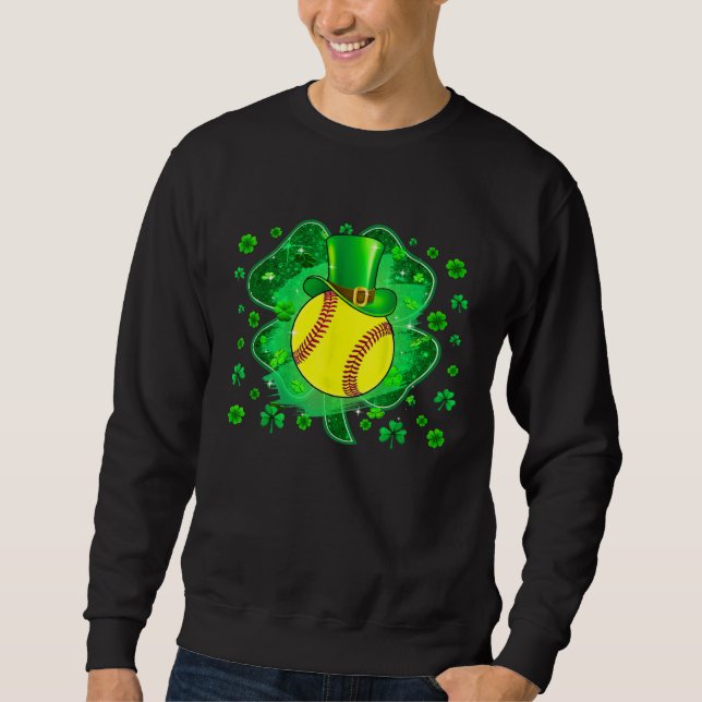 Sudadera Softball St Patricks Day Leprechaun Shamrock Boys  (Anverso)