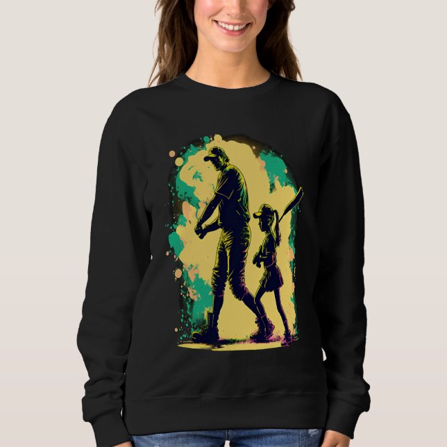 Sudadera Softball Team Fans Father And Daughter Playing  1 (Anverso)