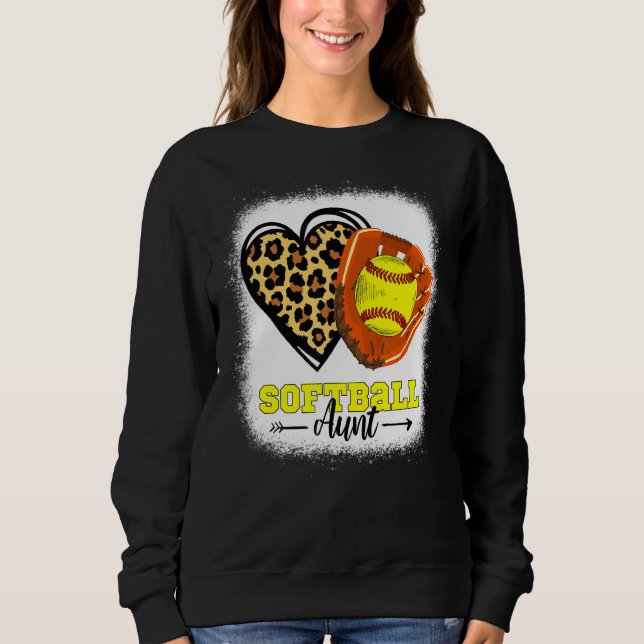 Sudadera Softball Tía Bleached Leopard Heart Glove Softbal (Anverso)