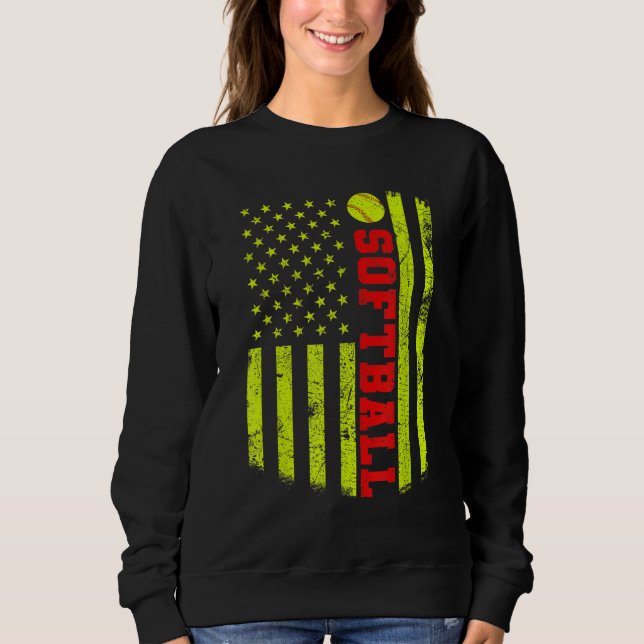 Sudadera Softbol Bandera Americana de Estados Unidos (Anverso)