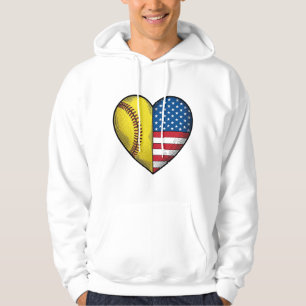 Sudadera Softbol bandera de EE. UU. corazón diseño vectoria