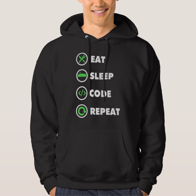 Sudadera Software Developer Computer Coder Eat Sleep Code R (Anverso)