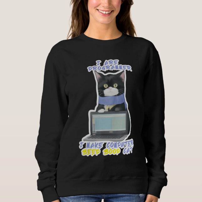 Sudadera Software Developer Make Computer Black Cat Program (Anverso)