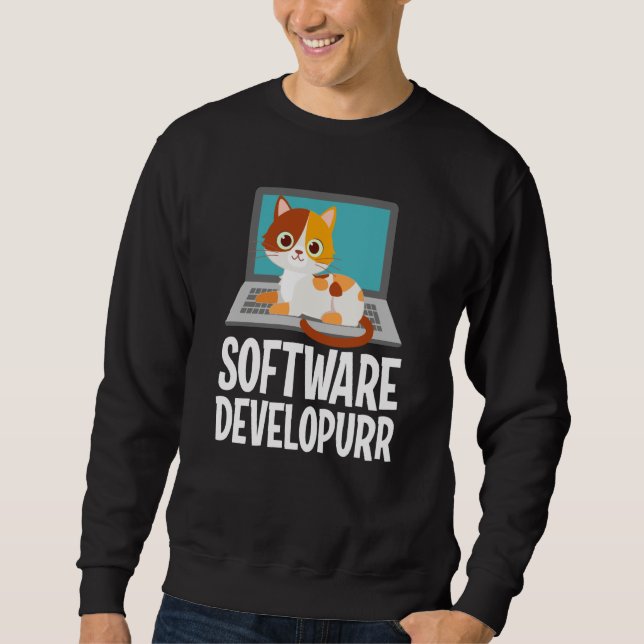 Sudadera Software Developer Programming Joke Cute Cat Lapto (Anverso)
