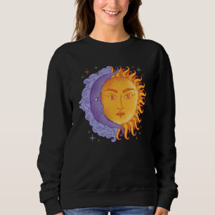 Sudadera Sol De Estilo Vintage Y Luna Con Rostros