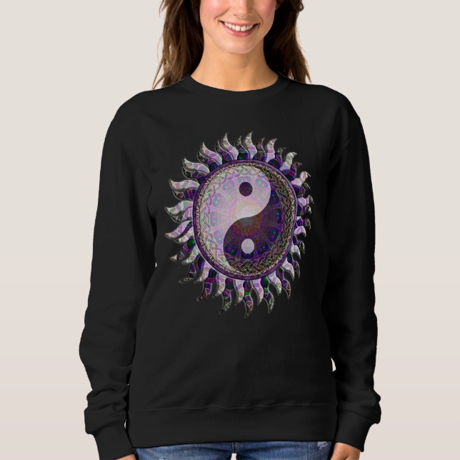 Sudadera Sol morado Mandala por Amelia Carrie (Anverso)