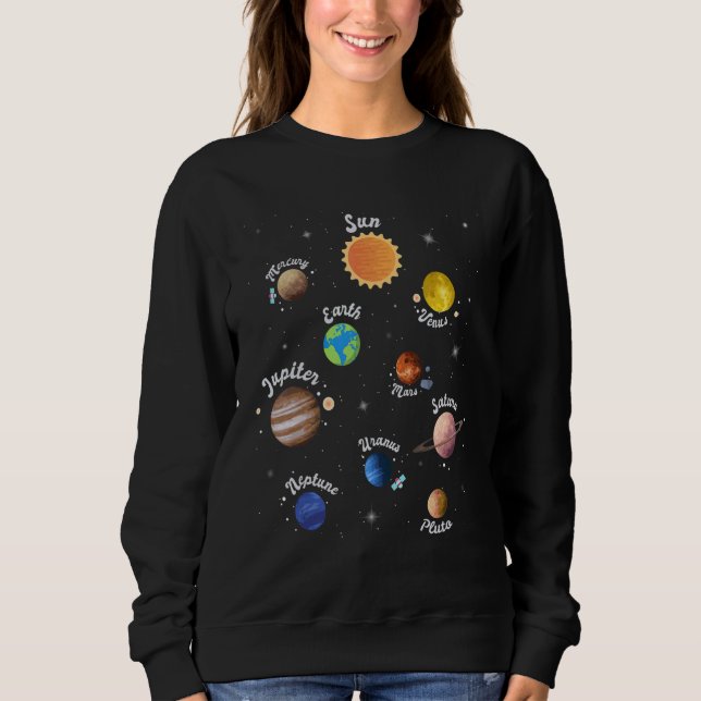 Sudadera Solar System Kids Planets Outer Space Knowledge Sc (Anverso)