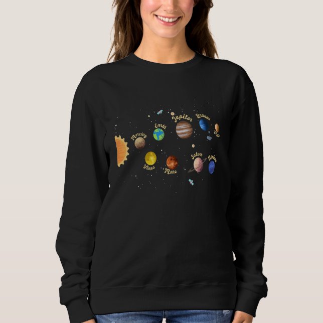 Sudadera Solar System Kids Planets Outer Space Knowledge Sc (Anverso)