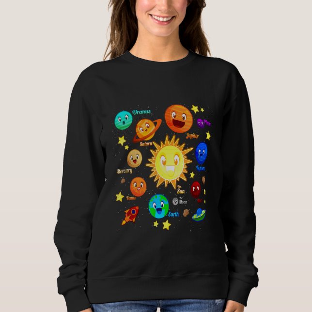 Sudadera Solar System Planets Science Space Boys Girls Kids (Anverso)