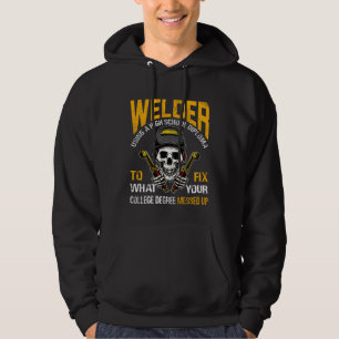 Sudadera Soldador usando un diploma de escuela secundaria p