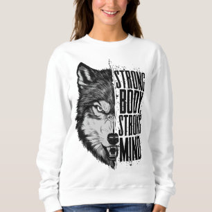 Sudadera Sólida motivación de Lobo de mente fuerte en el cu