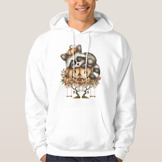 Sudadera Solo pasando el rato, Mapache Soñoliento (Anverso)