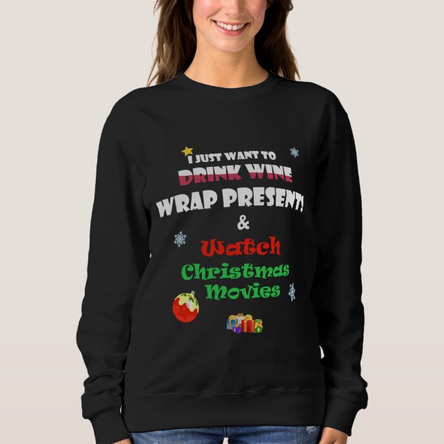 Sudadera Sólo quiero beber un Wine Wrap Presenta y un amp W (Anverso)