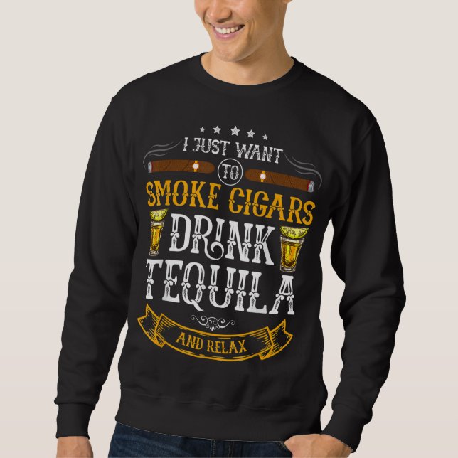 Sudadera Solo quiero fumar cigarrillos beber Tequila y rela (Anverso)