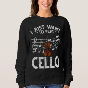 Sudadera Solo quiero reproducir Cello Music Notes Orchestra