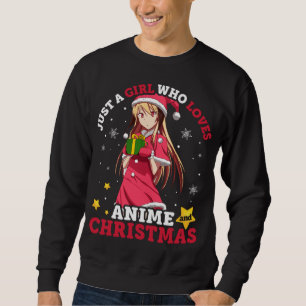 Sudadera Solo Un Chica Que Ama A Anime Y A Los Navidades Pa