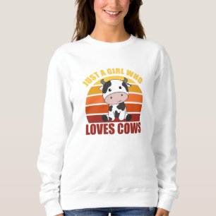 Sudadera Sólo un Chica que ama a las vacas dulces atardecer