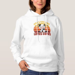 Sudadera Sólo un Chica que ama a las vacas dulces atardecer