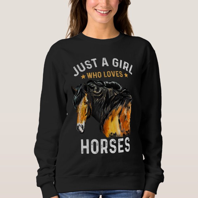Sudadera Sólo un Chica que ama a los caballos acuarela (Anverso)