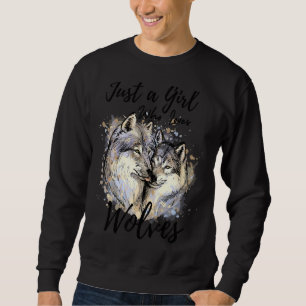 Sudadera Sólo un Chica que ama a los lobos acuarela dulce l