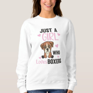 Sudadera Solo un Chica que ama a los perros Boxer Kawaii