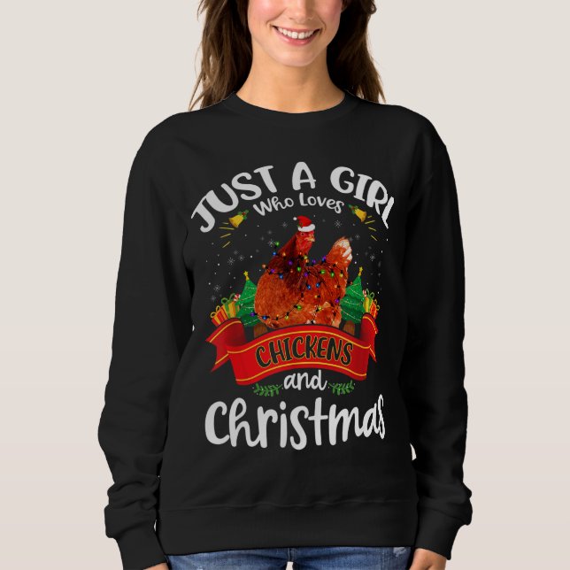 Sudadera Sólo un Chica que ama a los pollos y Navidades (Anverso)