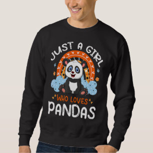 Sudadera Solo un Chica que ama a Pandas con flores dulces a
