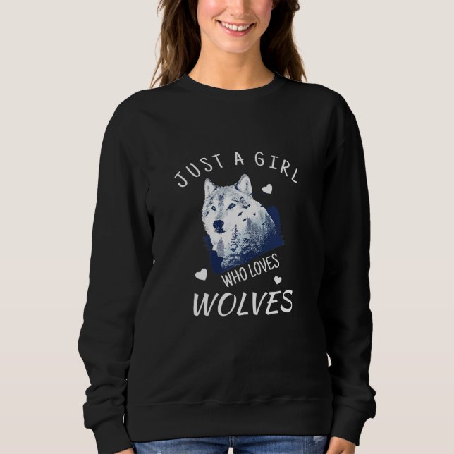 Sudadera Solo un Chica que ama el gráfico de Wolves Wolf (Anverso)