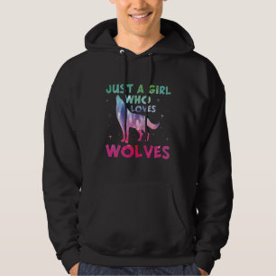 Sudadera Sólo un Chica que ama la acuarela de los lobos