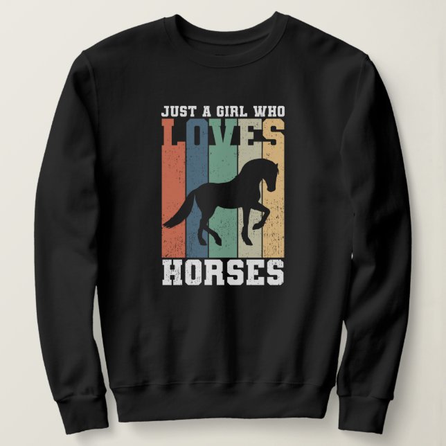 Sudadera Sólo un chica que ama los caballos | Caballo retro (Anverso del diseño)