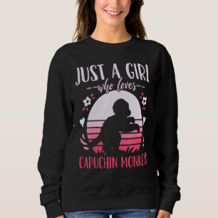 Sudadera Sólo un Chica que ama los monos capuchinos retro 1