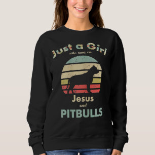 Sudadera Sólo Un Chica Que Corre Sobre Jesús Y Pitbulls
