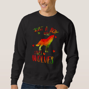 Sudadera Solo un chico que ama a los lobos Acuarela Lobo li