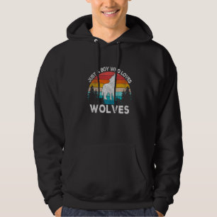 Sudadera Solo un chico que ama a los lobos Lobo Chico Retro