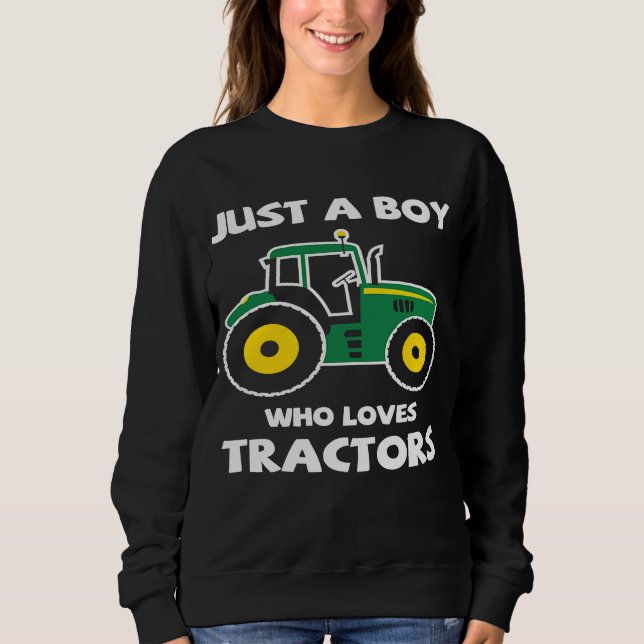 Sudadera Solo un chico que ama a los tractores cultivando j (Anverso)