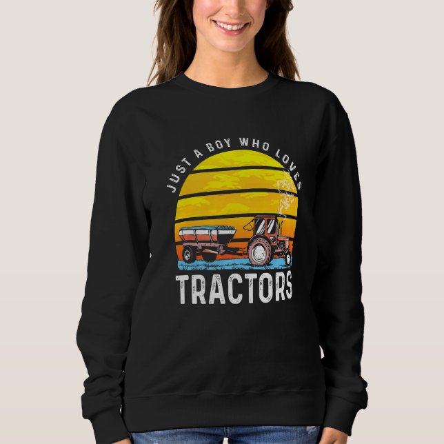 Sudadera Solo un chico que ama a los tractores retro granje (Anverso)