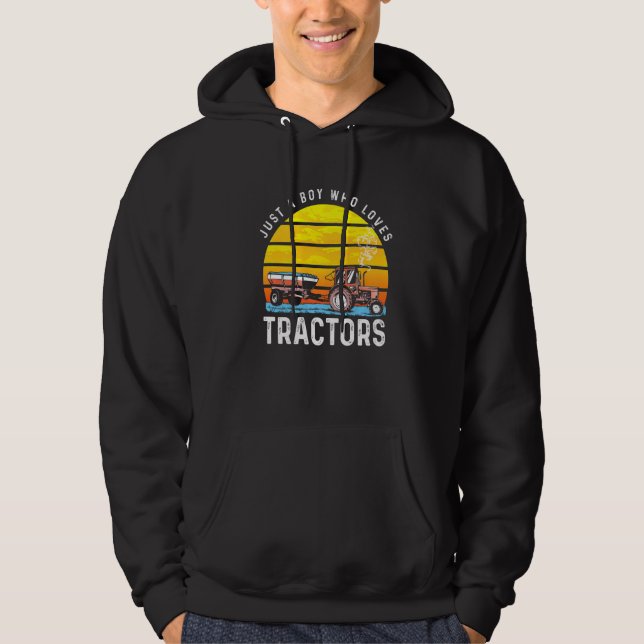 Sudadera Solo un chico que ama a los tractores retro granje (Anverso)