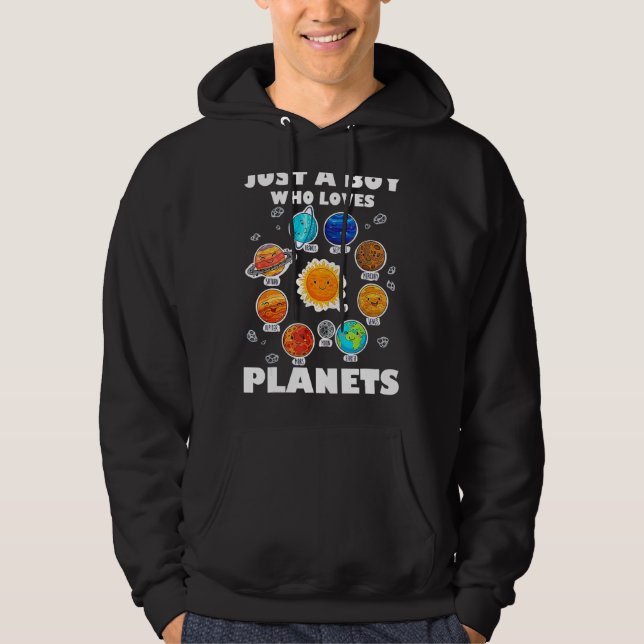 Sudadera Solo un chico que ama los planetas y el espacio de (Anverso)