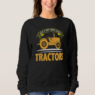 Sudadera Solo un chico que ama tractores chicos de granja n