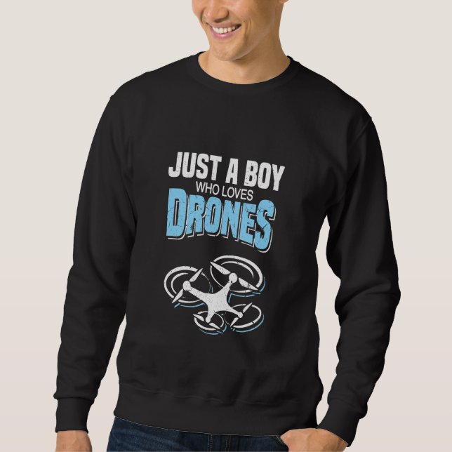 Sudadera Solo Un Niño Que Ama Los Drones Rc Uav Drone Enthu (Anverso)