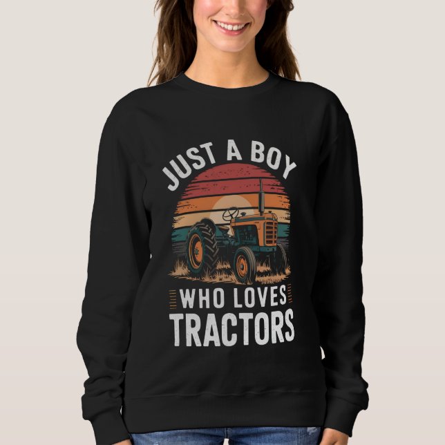 Sudadera Solo un niño que ama los tractores de granja Tract (Anverso)