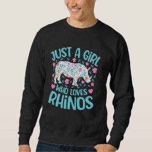 Sudadera Solo una chica que ama a los rinocerontes florales