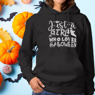 Sudadera Sólo una chica que ama el Halloween en tipografía 