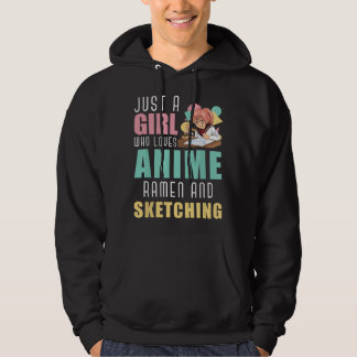 Sudadera Solo una chica que ama el ramen de anime y dibujar